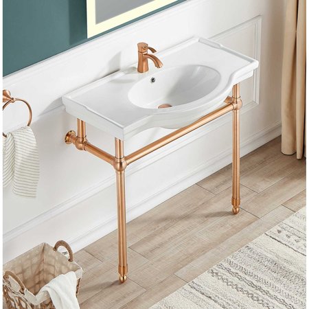 Anzzi 34.5 in. Console Sink in Rose Gold with Ceramic Counter Top CS-FGC003-RG